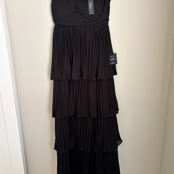 Lulus Black Strapless Tiered Pleated Maxi Dress NWT/Wedding Guest/Formal/Evening - Picture 6 of 7
